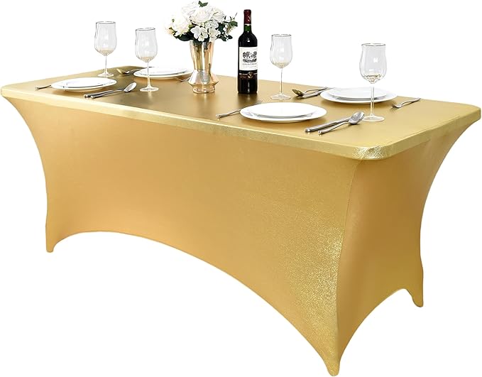 2-Pack 4ft Spandex Table Covers for Rectangular Folding Tables - Wrinkle Resistant Stretch Tight Table Cloths - Ultimate Fitted Table Protector for Parties, Banquet, and Wedding