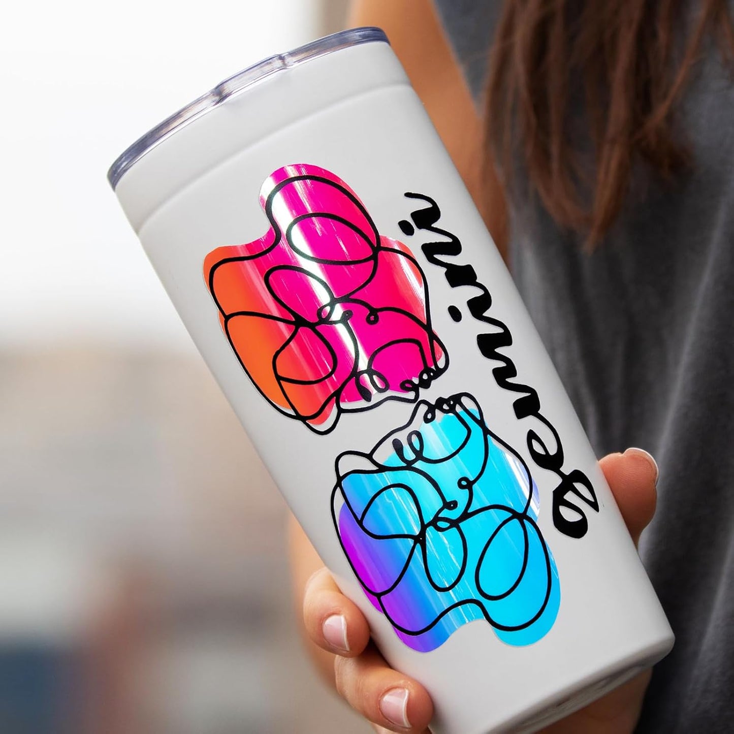 GIRAFVINYL Holographic Vinyl - 13 Sheets 12" x 12" Holographic Permanent Vinyl Iridescent Vinyl Sheets for Home and Car Decorations, Cup, Sign, Windows