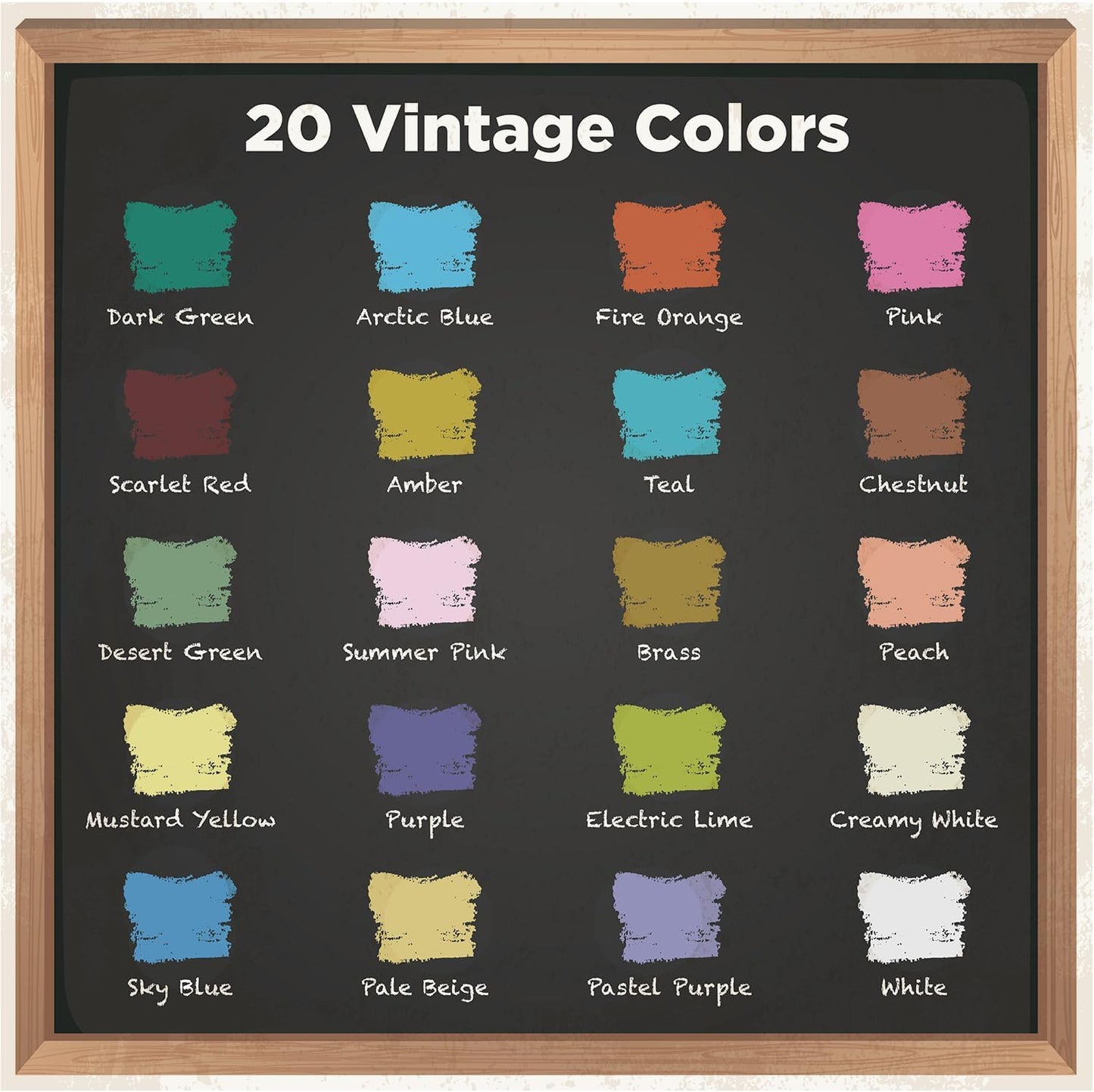 Liquid Chalk Markers for Chalkboard Erasable (20 Vintage Colors) - Bold Dry Erase Marker Chalk Pens for Blackboard, Windows, Bistro, Glass - 6mm Reversible Tip