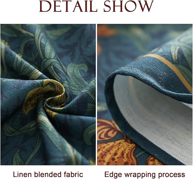 patdrea Designer Vintage Dark Blue Linen Rectangle Tablecloth,French Rustic Floral Pattern Tablecloths,Decorative Table Cover Cloth for Kitchen,Dining,Tea Party,Home,Christmas,63"*94"