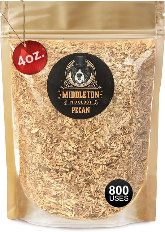 SmokeTop 4oz Bag - Cocktail Smoker Chips for Old Fashioned Cocktails, Whiskey, & Bourbon - by Middleton Mixology Made in The USA (800 uses) (Pecan)