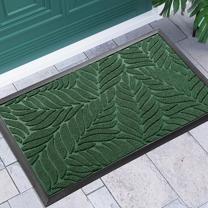 Yimobra Front Door Mat Outdoor Indoor, 29.5x17 All-Season Waterproof Door Mat Outside Entrance, All-Weather Non-Slip Outside Doormat for Garage Patio Entryway, Green