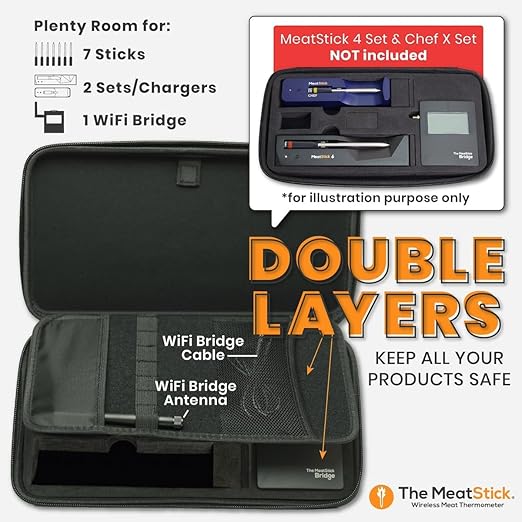 MeatStick 4X WiFi Bundle [4-Probe/Unlimited Range] | Quad Sensors Smart Wireless Meat Thermometer with Bluetooth | for Smoking, Grilling, BBQ, Air Fryer, Deep Frying, Oven, Sous Vide, Rotisserie