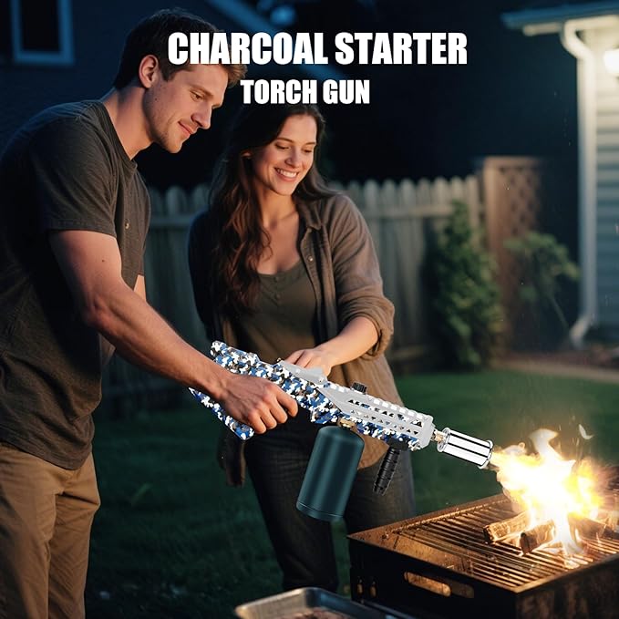 Propane Gun Torch - Powerful Grill & Cooking Blower Torch - Culinary Torch Sous Vide - Adjustable Flamethrower for BBQ, Campfire, Charcoal Wood Grills Lighter(Tank Not Included)