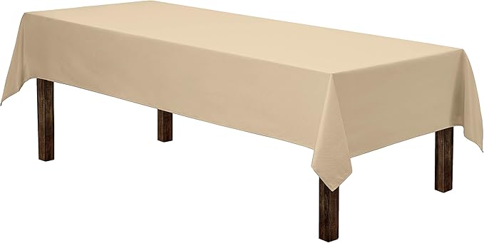 Gee Di Moda Rectangle Tablecloth - 60 x 84 Inch Beige Table Cloth for 5 Foot Rectangle Tables - Heavy Duty Washable Fabric - for Holiday Party, Dinner, Weddings, Baby Shower & Events