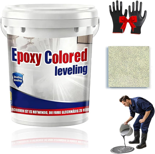 Epoxy Floor Paint, Epoxy Colored Sand Floor Paint, High-Gloss Marble Effect Self-Leveling Coating, Waterproof, Non-Slip, Ultra-Durable for Garage, Basement, Wood Floors (Beige,8.8Ib)