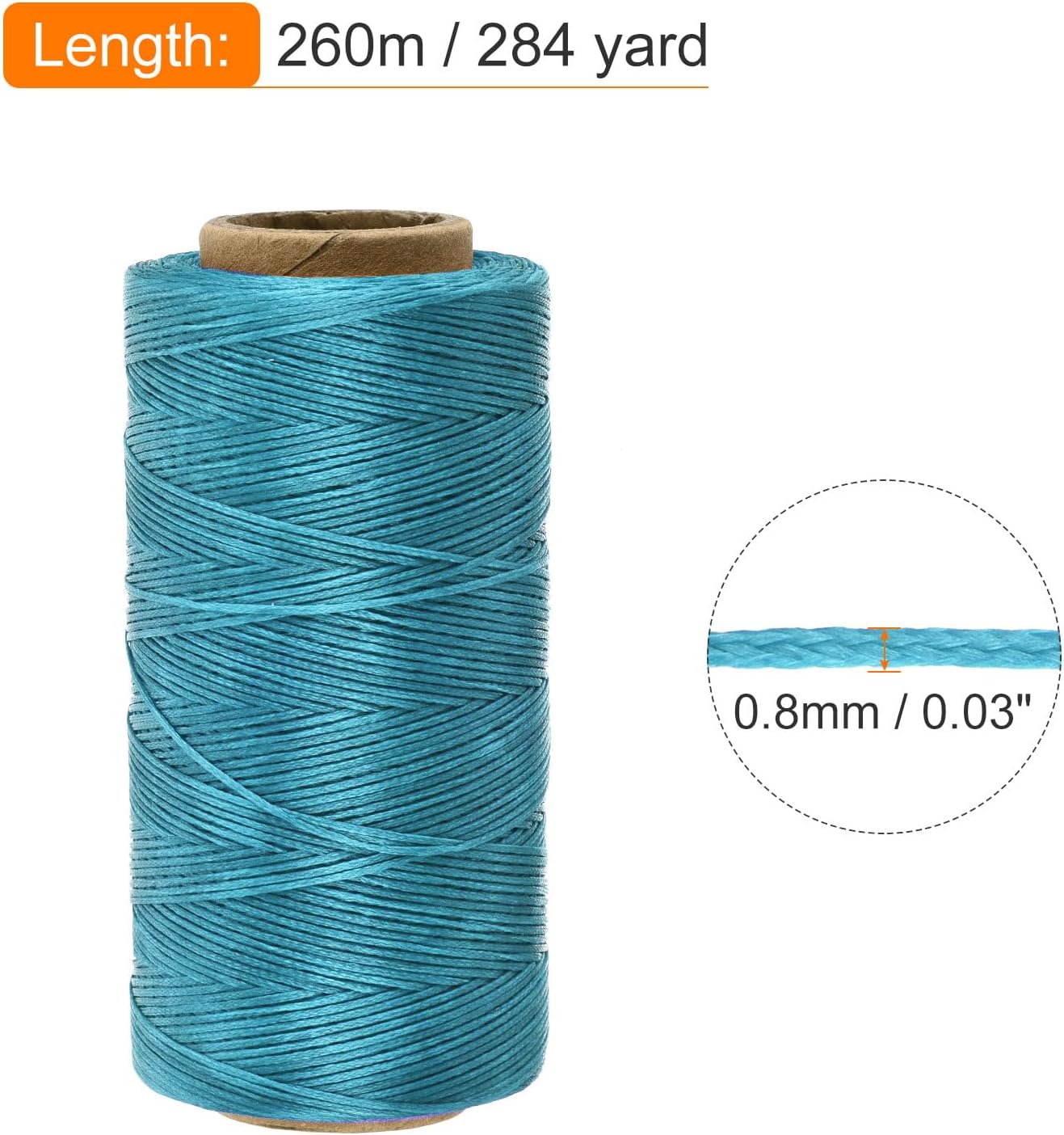 MECCANIXITY Waxed Thread,284 Yard 0.8mm 150D Flat Wax Thread Polyester Waxed String for Leather Sewing Hand Weaving Book Binding Home Decoration,Sky Blue