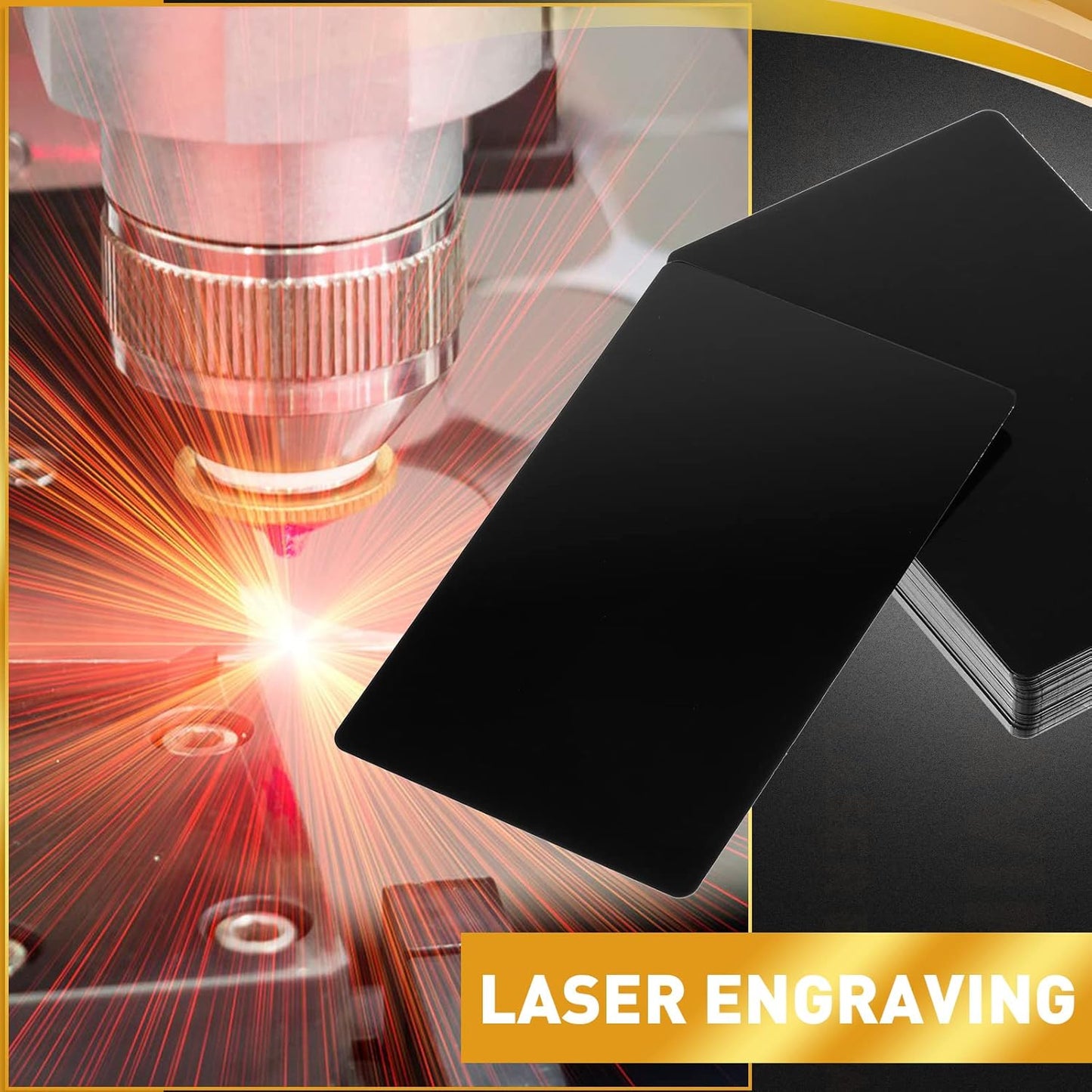 Thenshop 550 Pcs Metal Business Cards Engraving Aluminum Plates for Crafting Multipurpose Metal Sheets for Crafting 0.01 Inch Thick Blank Business Cards for CNC Engraver Laser DIY(Black)