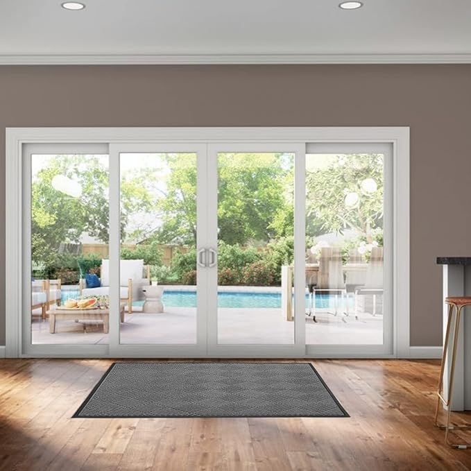 Ecomills Deluxe Diamond Entrance Door Mat, XX-Large Heavy Duty Absorbent Rubber Rug, Charcoal, 4’ X 6’ feet