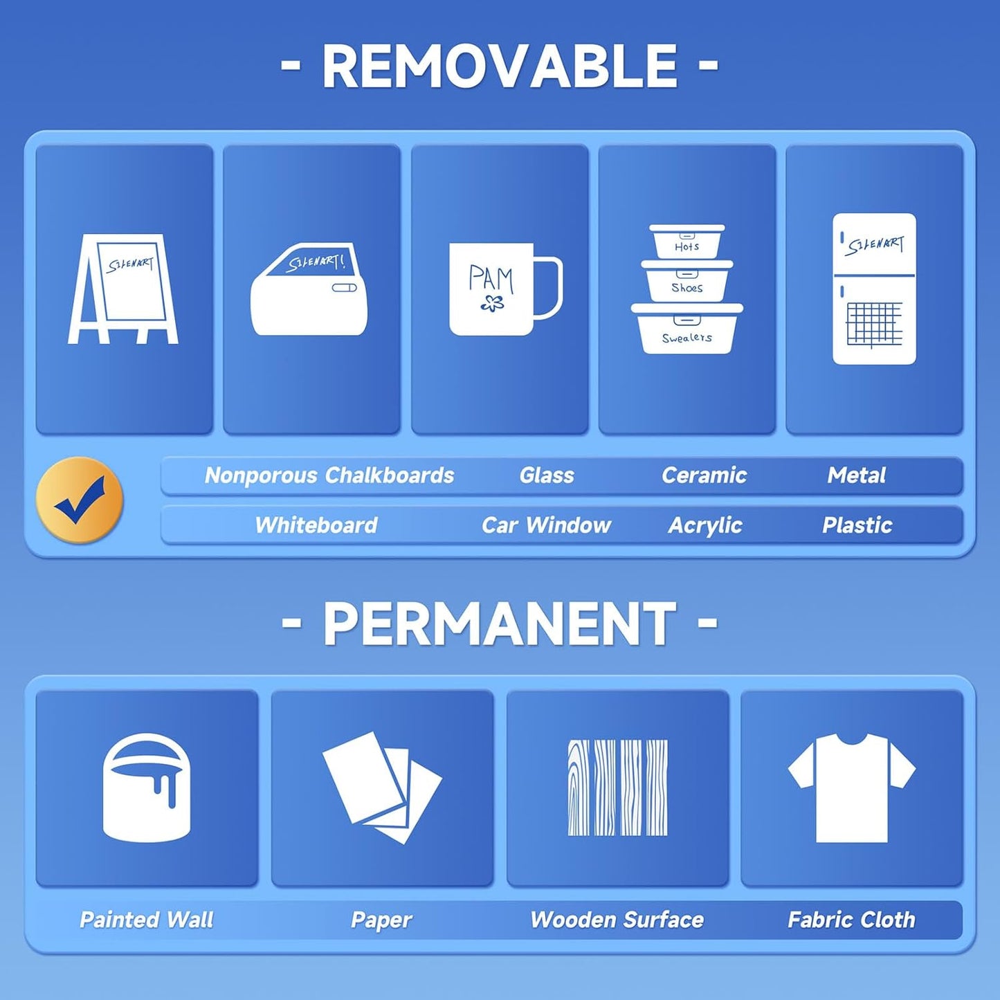 SILENART Orange Chalk Markers 2 Pack -15mm Jumbo Wide Thick Tip Auto Car Markers - Dry Erase Markers Pen - Orange Liquid Marker Pens for Chalkboard, Window, Glass, Mirror, Blackboard