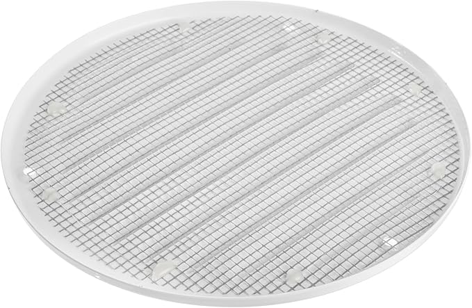 White Metal 5'' Inch Round Ventilation Grille - Inside/Outside use - (Grille: 5''Ø/Cover Area: 6.25''Ø) - Air Vent Louver - Available 4 Sizes / 2 Types / 1 Color.