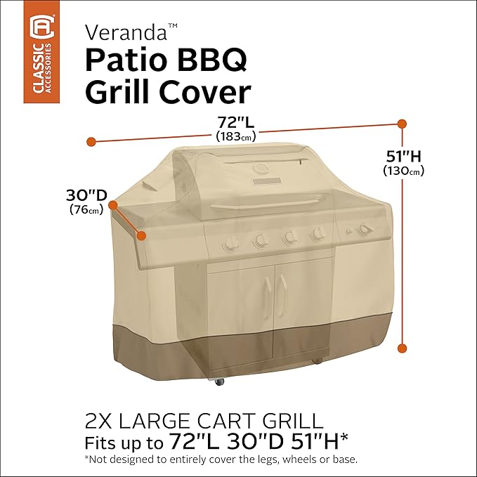 Classic Accessories Veranda Water-Resistant 72 Inch BBQ Grill Cover