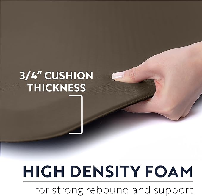 KANGAROO Thick Ergonomic Anti Fatigue Mats for Kitchen Floor, Cushioned Standing Office Desk Mat, Waterproof Scratch Resistant Topside, Supportive All Day Comfort Padded Foam Rugs, 20x32, Cappuccino