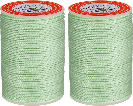 uxcell Round Leather Sewing Waxed Thread, 55m / 60 Yards Polyester Wax String, 0.80mm Wax Stitching Cord for Leather Crafts, Bookbinding, Bracelets Braided, Mint Green, 2pcs