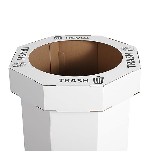 Eyely MPH1300E-SET2 Sal 25-Gallon Disposable Corrugated Cardboard Event Trash Can and Recycling Bin for BBQs, Beach, Parties & Events & Outdoor Activities, Cotton White (Set of 2)