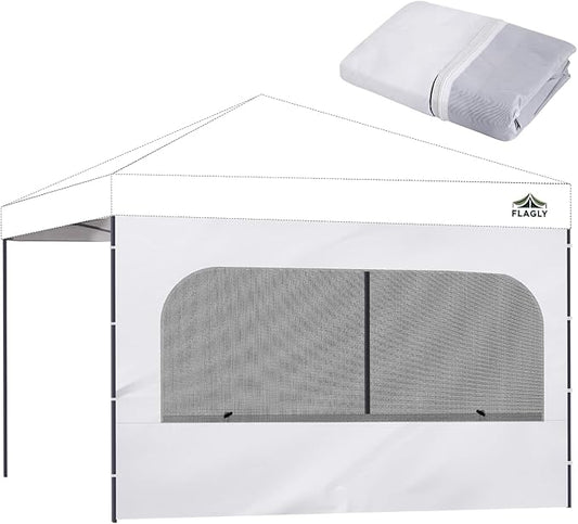 10x10 Pop Up Canopy Sidewall - 1 PC 300D Waterproof Attachable Tent Wall, Privacy Shade for Outdoor Events, Vendor Booths (Tent Not Included, with U-Shaped Window)