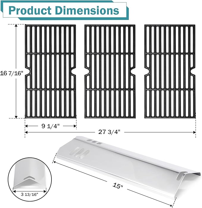 Criditpid Replacement Parts for Dyna Glo DGF493BNP, DGB494SPB, Backyard Grills BY13-101-001-12, BY14-101-001-099, Uniflame GBC1343WP-U. Grill Grates, Heat Plates Shields for Dyna-Glo Grill Parts.