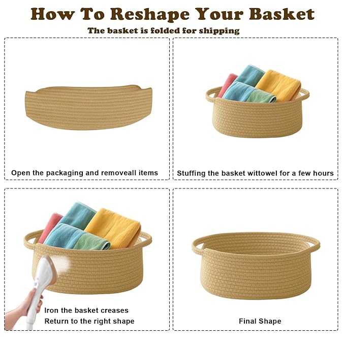 3 Pack Gift Basket with Gift Bag and Ribbons,Small Rope Woven Shelf Storage,Baskets for Gifts Empty,Birthday,Baby Shower,Decorative Organizer Box with Handles(White)