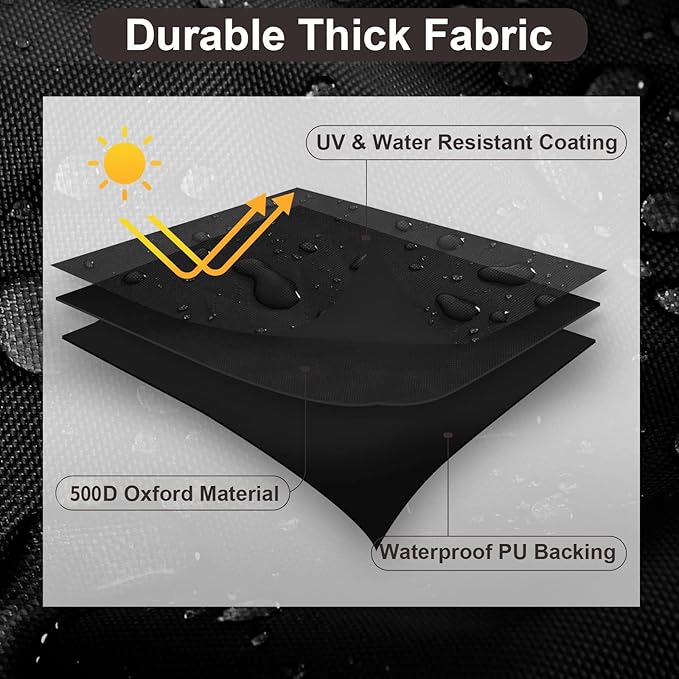 PureFit Patio Furniture Covers, Outdoor Table Furniture Cover Waterproof Rectangle, Patio Sectional Couch Set Cover for Deck, Lawn and Backyard, UV Resistant, 74"L x 47"W x 28"H, Black