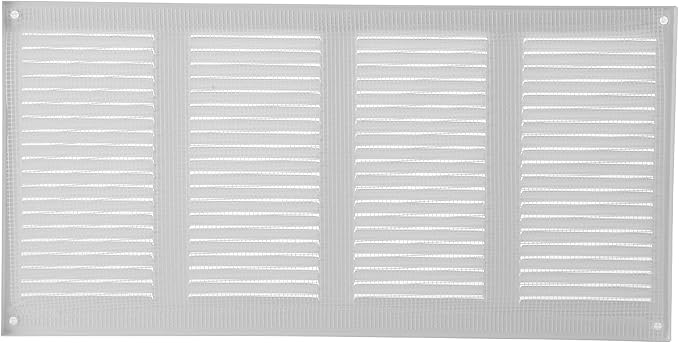 Vent Systems 16'' x 8'' Inch (Overall Dimensions) White Metal Air Vent Cover - Louvered Rectangular Return Grill with Built-in Protective Mesh Screen - HVAC Ventilation Grille for Home Improvement