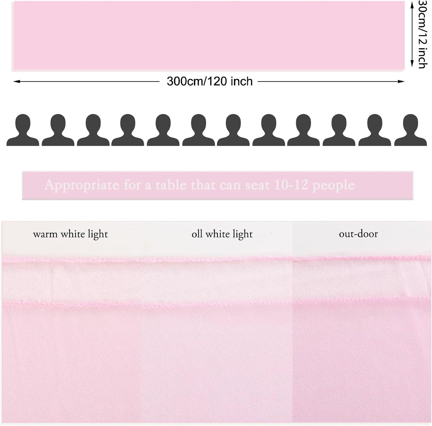 1 Pack Chiffon Table Runner Blushing Pink 12 x 120 Inches Sheer Table Runner Romantic Table Cloth for Wedding Decor 10ft Tulle Table Runner Table Decorations for Birthday Party