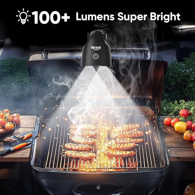 Grill Light BBQ Accessories: Upgraded 10 LEDs Bright Outdoor Grill Light - Unique Valentines Day Gifts for Him Mens Husband Dad - Flexible Rotation Adjustable C-clamp Smoker Grilling Accessories