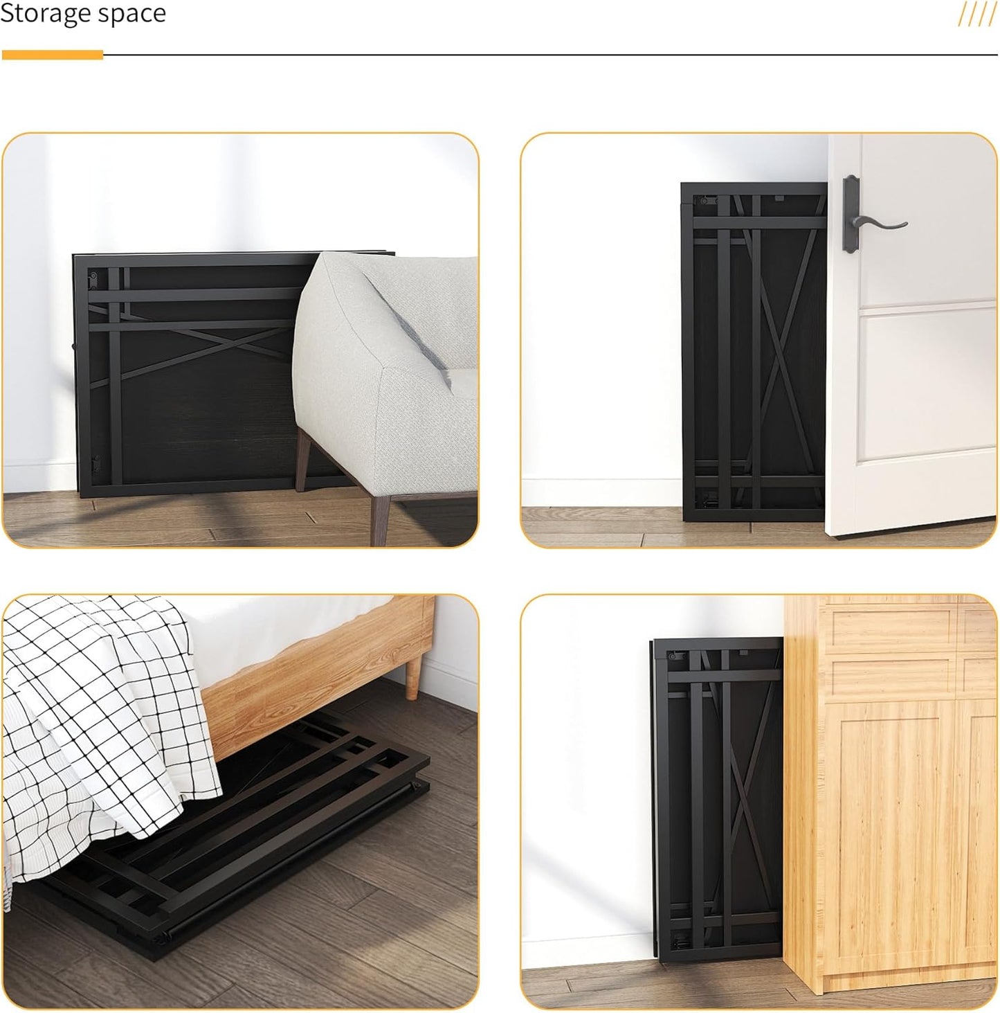 Lutown Teen Folding Computer Desk - 32 inch, Writing & Gaming, Small Space Office Desk, Black, No Assembly Required