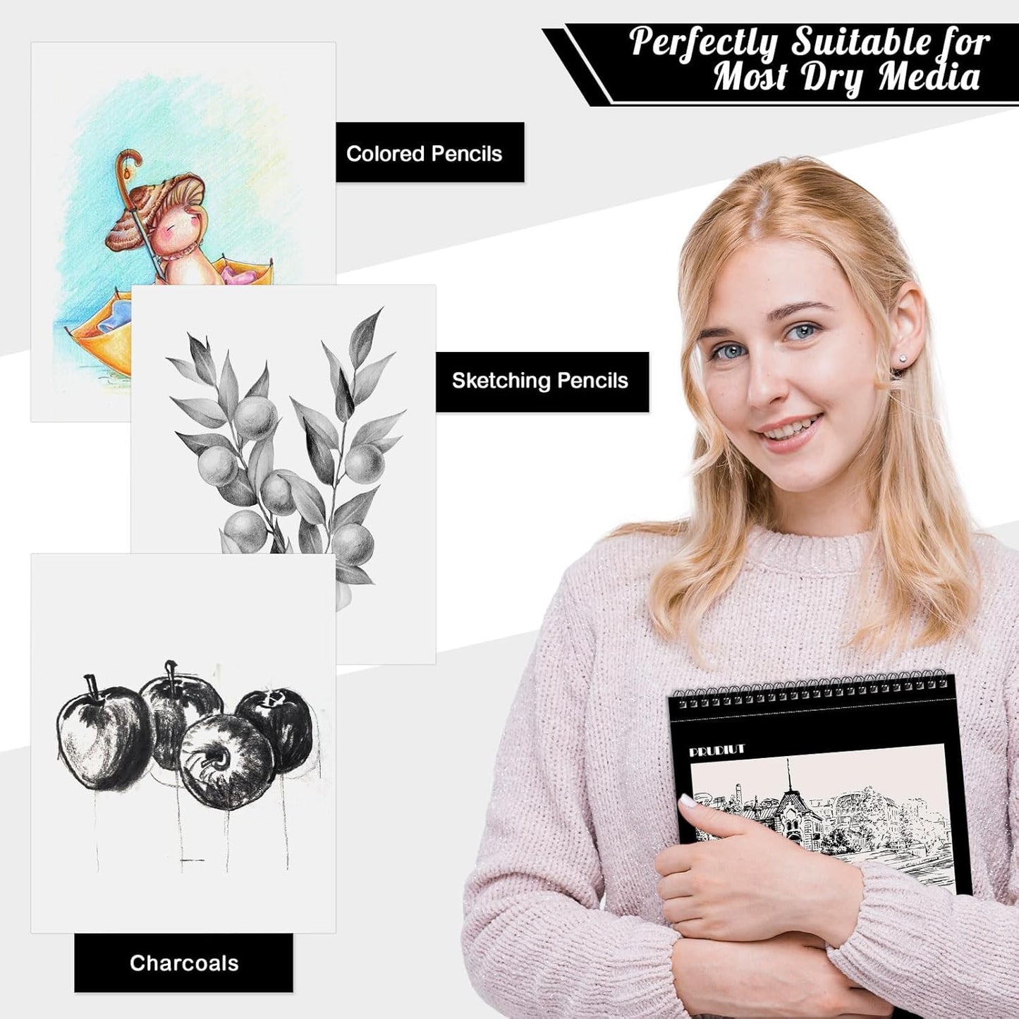 4 Pack Sketch Book, 8.5 x 11Inch Sketchbook, 68lb/100gsm Top Spiral Bound Sketch Pad, Acid Free Art Supplies Drawing Painting Sketching Paper for Teens Adults Artists (30 Sheets Each)