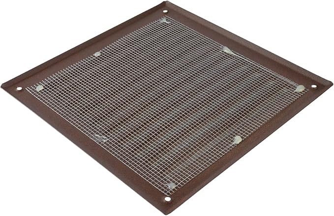 Square Ventilation Grille / 6" x 6" Inch Inside Measurement/Brown Metal Air Vent Louver - Inside/Outside use - / 7.7" x 7.7" Inch Outer Measurement