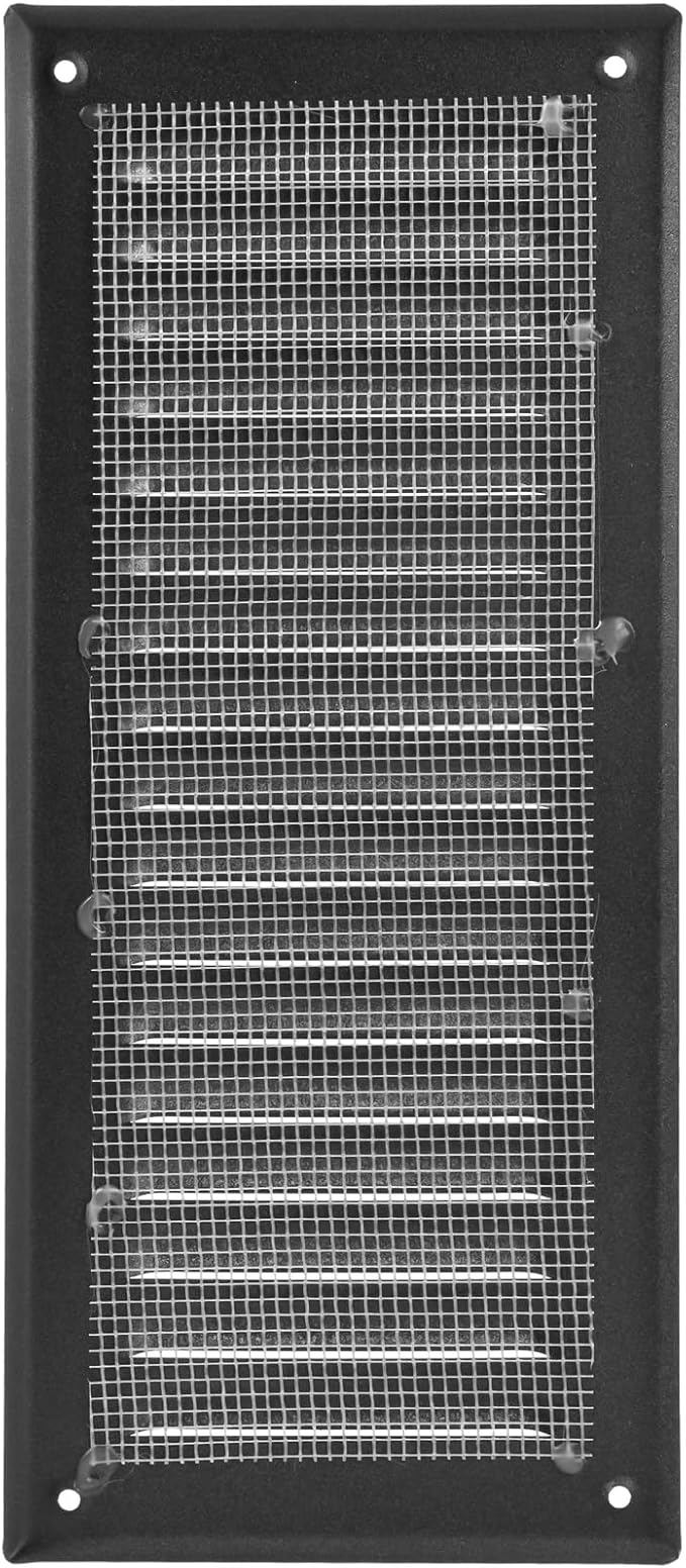 Square Ventilation Grille / 3" x 10" Inch Inside Measurement/Black Metal Air Vent Louver - Inside/Outside use / 5" x 11.5" Inch Outer Measurement