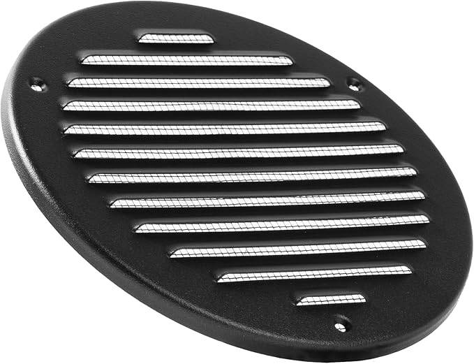 Vent Systems 6 Inch (Inner) - Pack of 5 - Black Metal Soffit Vent Cover - Durable Round Air Vent Grille with Mesh Screen - Weather Resistant Ventilation Grill - Wall & Ceiling, Indoor & Outdoor