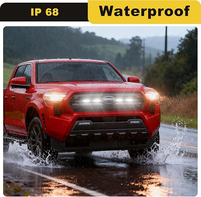 Front Grille Grill Lights for 2024 2025 Toyota Tacoma SR SR5 Led Grill Light Accessories(for SR sr5 only-LED-White)
