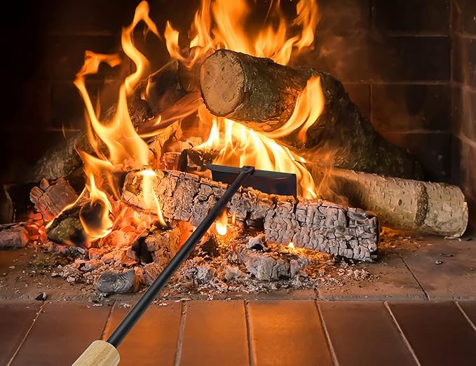 Onlyfire BBQ Charcoal Rake, 21 Inch Charcoal Ash Tool for Grill Ash Removal, Heavy Duty Heat-Resistant Wood Handle Fire Pit Grill Ash Removal Rake for BBQ, Smokers, Pizza Oven & Kamado Grills