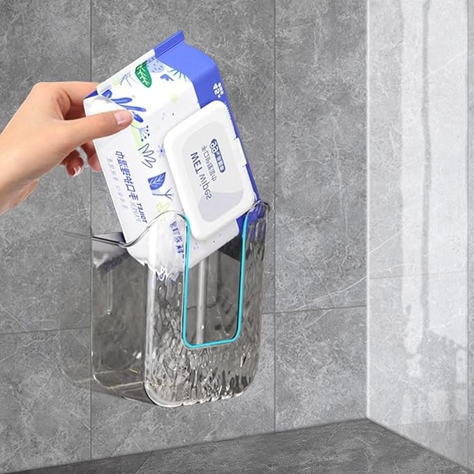 Kitchen Wipes Storage, Flushable Wipes Holder for Bathroom, Wall-Mounted Tissue Box, Non-Slip Flushable Wipes Holder, Wipe Container, Wipes Dispenser for Kitchen Bedroom Bathroom, White