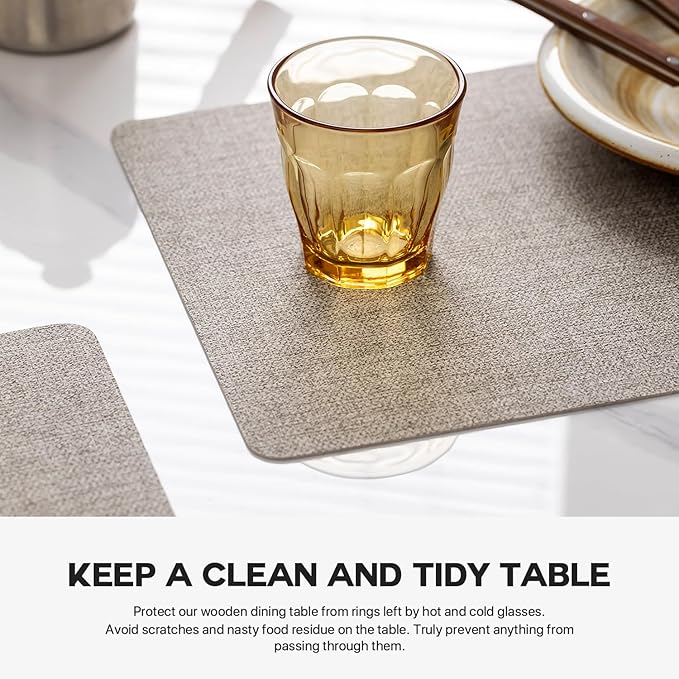 Faux Leather Placemats Set of 12 Vinyl Washable Wipeable Table Mats for Kitchen Dining Table Heat Resistant Waterproof Modern Indoor/Outdoor Placemats Non-Slip Easy Clean Place Mats (Mix Gray)