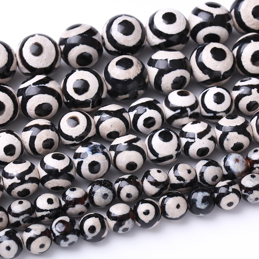 60PCS 6MM Natural Tibetan Stone Beads Round Loose Stone Beads for Jewelry Making DIY Energy Stone Healing Power Bracelet 15"