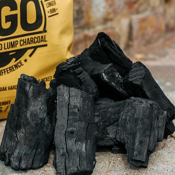 FOGO Super Premium Hardwood Lump Charcoal, Natural Large Sized Lump Charcoal, 17.6 Pound Bag and FOGO Fogostarters Natural Fire Starters, 30 Count Box, Bundle