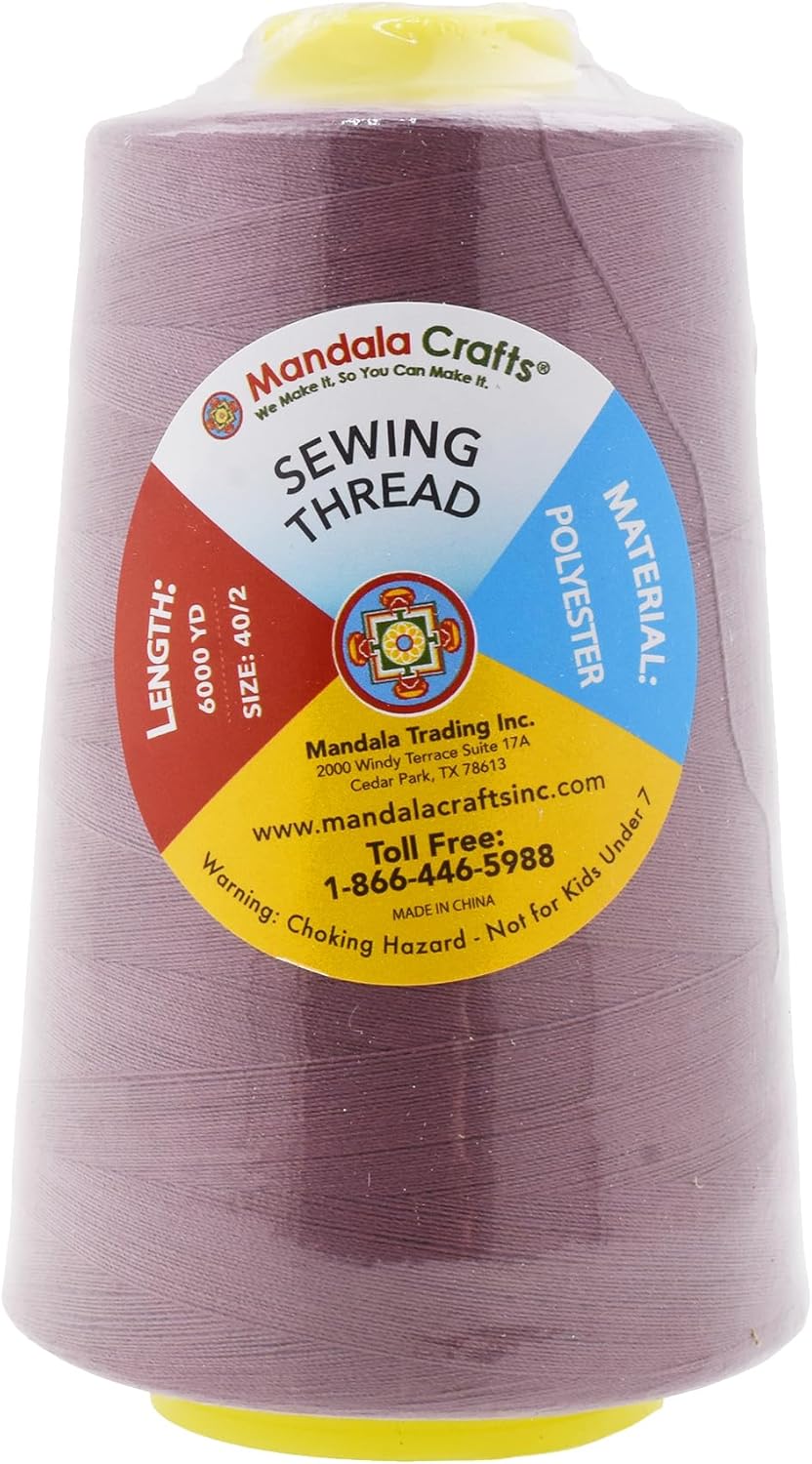 Mandala Crafts 4 Pack of Serger Threads Cones Spools - 40S/2 24000 Yards Polyester Mauve Threads for Sergers Machine and Overlock Quilting Sewing Machine
