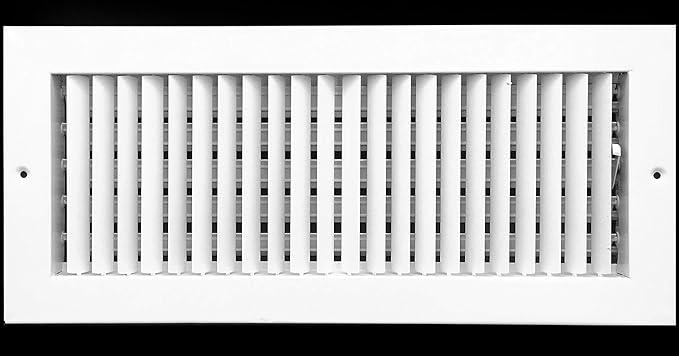 16 inch w x 6 inch h Adjustable AIR Supply Diffuser - HVAC Vent Cover Sidewall or Ceiling - Grille Register - High Airflow - White [Outer Dimensions: 17.75 inch w X 7.75 inch h]