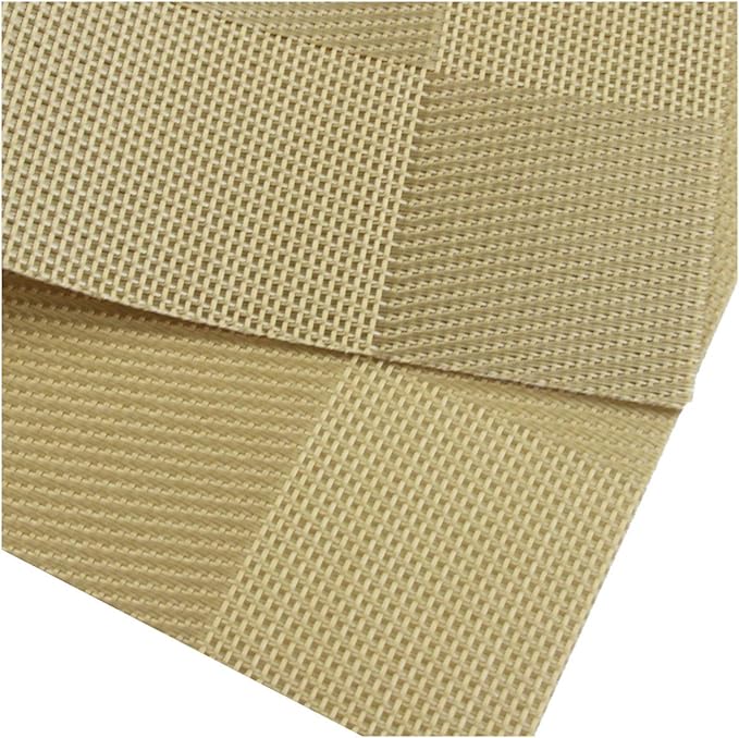 Placemats Vinyl Twill Weave Heat-Resistant Table Mats Washable Kitchen Placemats for Dinig Table Set of 6 (Gold)