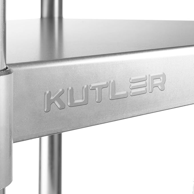 KUTLER Stainless Steel Table 24 x 24 Inches, NSF Heavy Duty Commercial Kitchen Prep and Work Table with Undershelf for Restaurant, Hotel, Home
