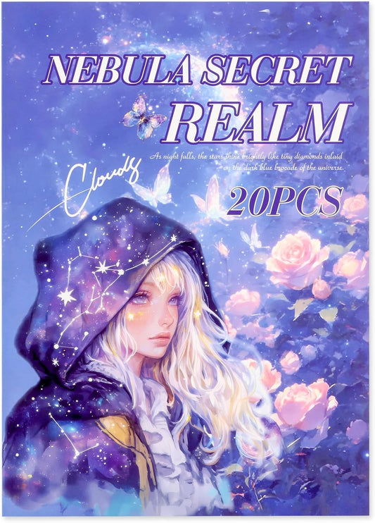 Fantasy Magic Scrapbook Stickers 20 Sheets 240 Pre-Cut Washi Stickers for Journaling PET Transparent Book Sticker Decorative or DIY Paper Crafts, Arts and Crafting Projects