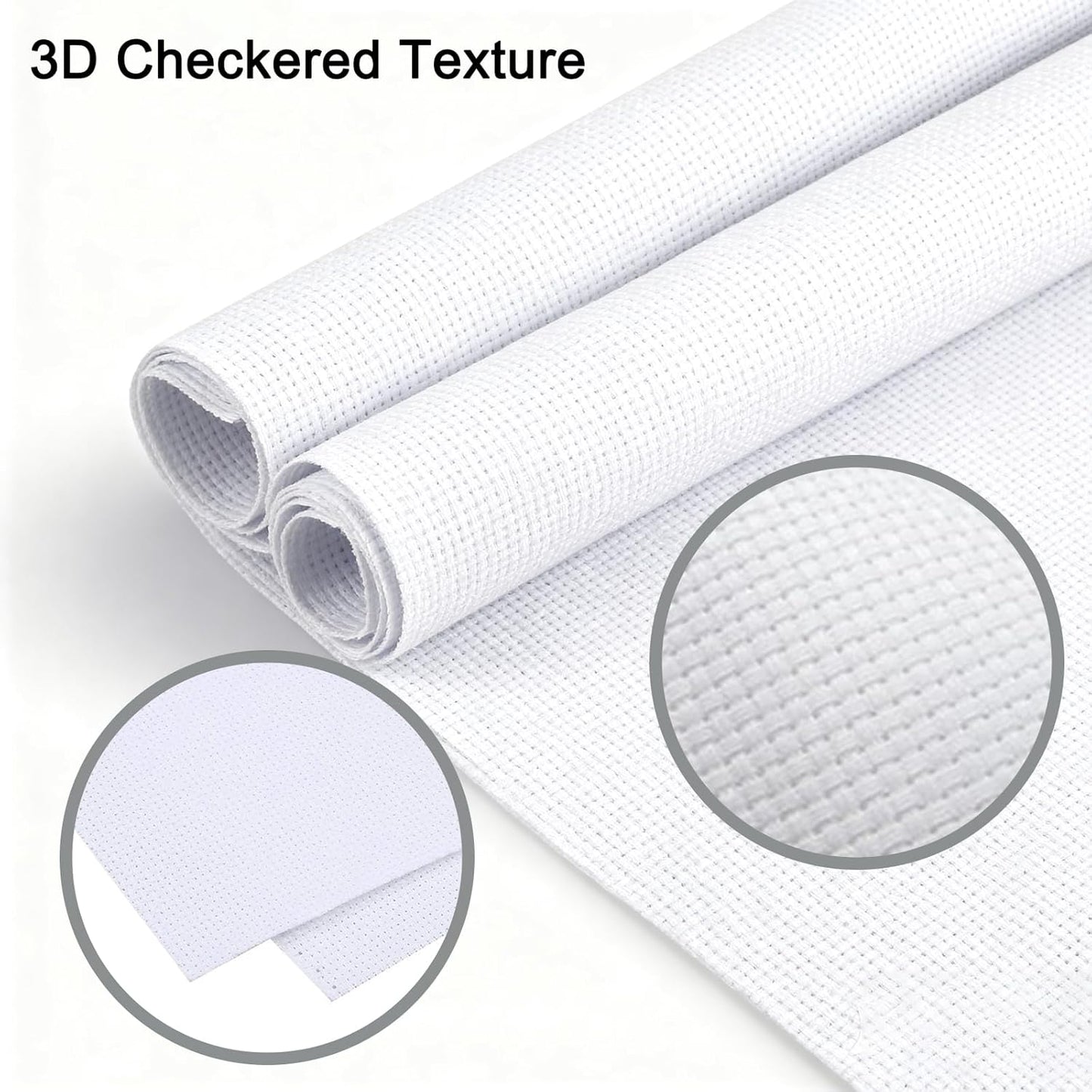 HexaHive Aida Cloth 14 Count Cross Stitch Fabric - 59 by 39 Inch Large Size Water Soluble Cross Stitch Canvas for Home DIY Embroidery Decoration Supplies (14CT, White)