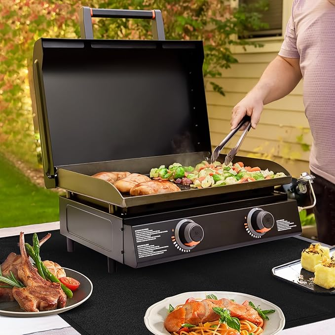 25 x 19.5in Heat Resistant Grill Mats for Outdoor Grill to Protect Your Prep Table and Outdoor Grill Table - Fire Proof & Water Proof & Oil Proof BBQ Mat - Black (1mm)