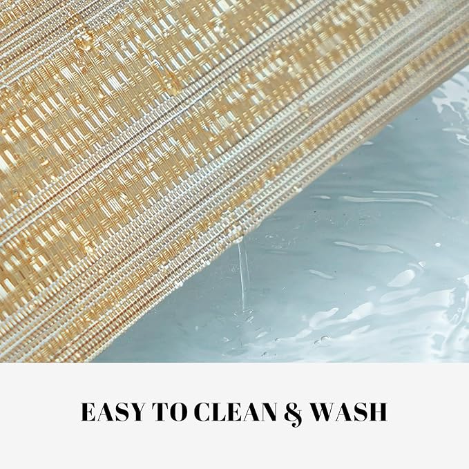 Placemats Set of 12 Vinyl/Plastic Woven Place Mats for Kitchen Table Indoor/Outdoor Washable Placemat Wipeable Dining Table Mats (Aurora Gold,12)