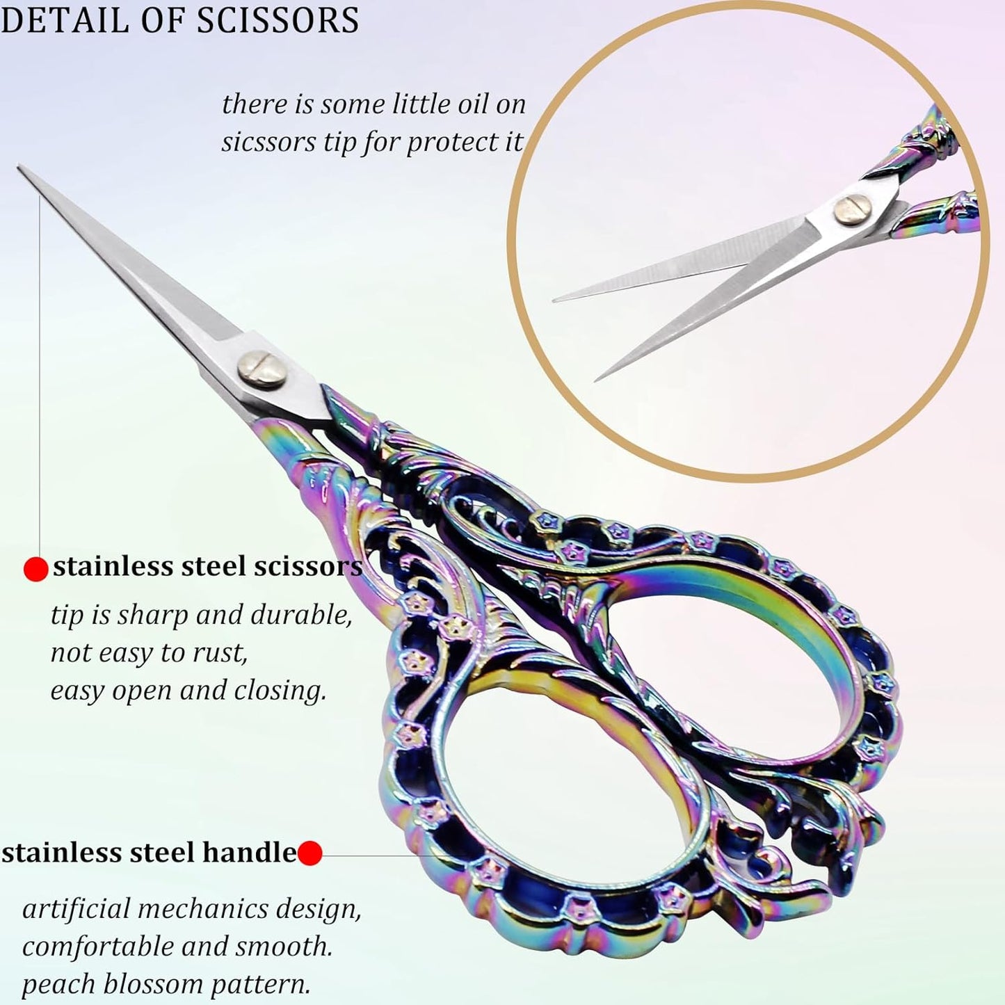 BIHRTC 4.5Inch Small Embroidery Scissors Stork Crane Scissor with Cover Tassel Bird Stainless Steel Tip Dressmaker Shears for Crafting Thread Cutting Sewing DIY Artwork Housework Cross