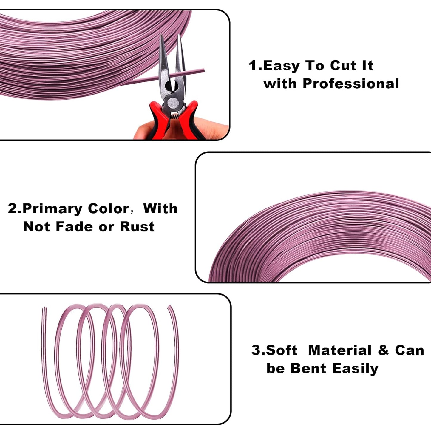 12 Gauge Aluminum Wire - 100 Feet AnselLimited Edward Bendable Anodized Metal Wire for Sculpting, Jewelry, Armature, Wrapping & Craft