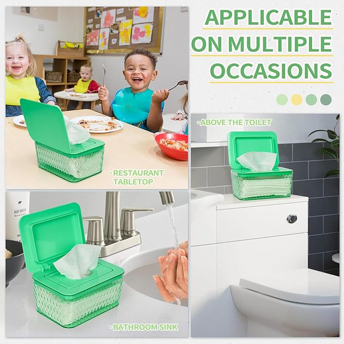 Wipes Dispenser, One-Handed Operation Wipe Holder for Baby & Adult, Seal-Designed Wipes Container for Bathroom Keep Diaper Wipes Fresh (Mint Green)