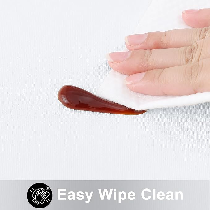Smiry Square Table Cloth 60x60 Inch, Waterproof Wipeable Vinyl Tablecloths Protector, Oil Spill Proof Plastic Table Cover for Dining, Picnic, Camping, Outdoor, White