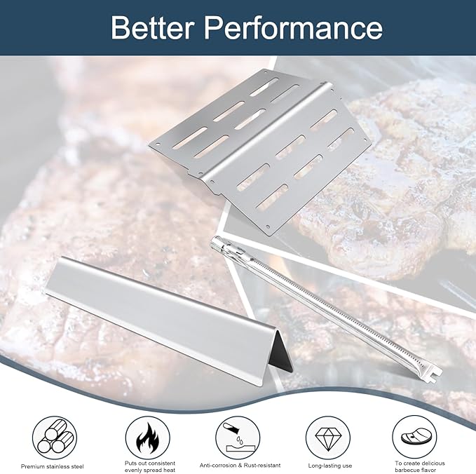 Flavorizer Bars,Heat Deflectors and Grill Burner for Weber Genesis 300 Series Grills with Front Control Knob, Genesis S310 S320 S330 E310 E320 E330,for Weber 7620 7621
